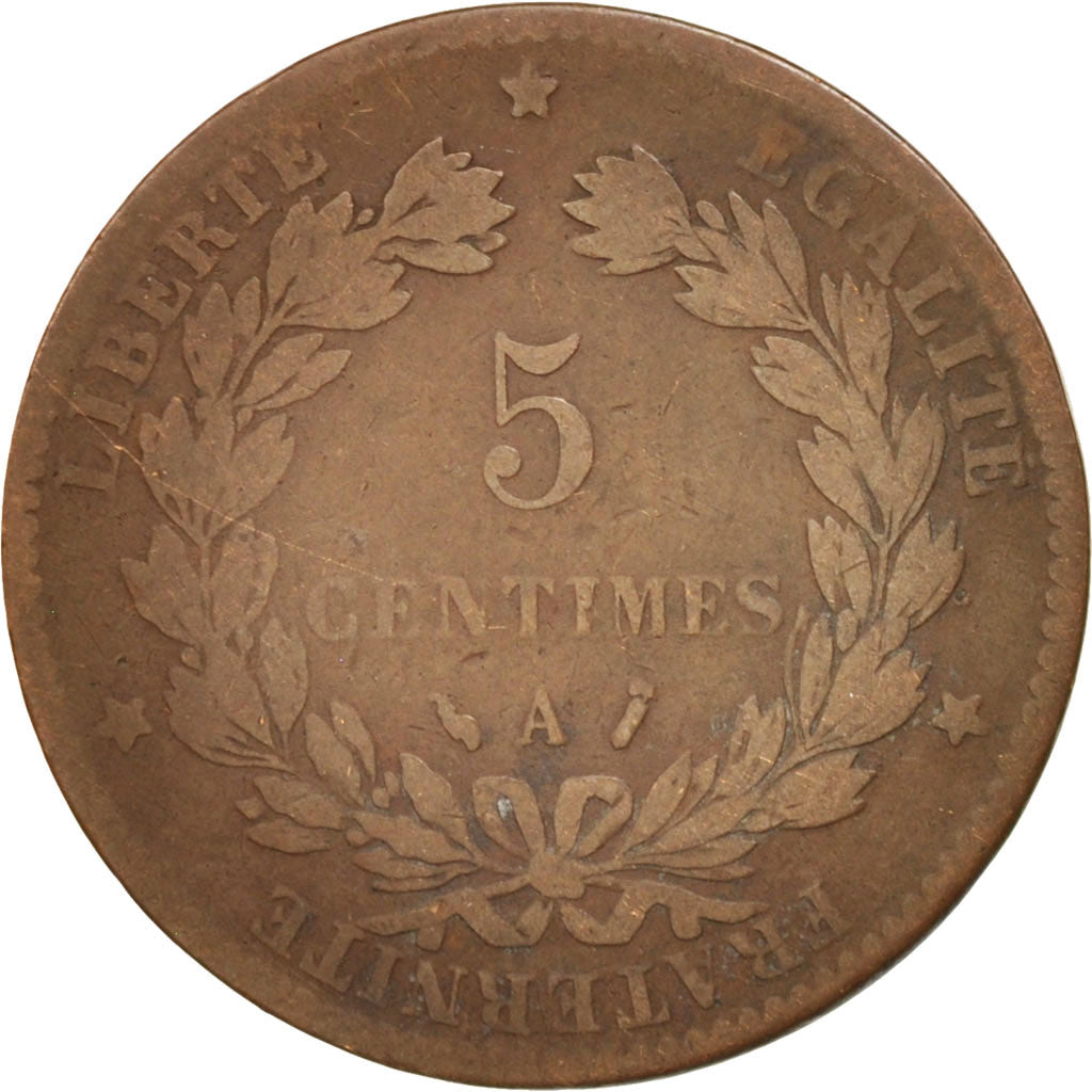 France, Cérès, 5 Centimes, 1886, Paris, F(12-15), Bronze, KM:821.1
