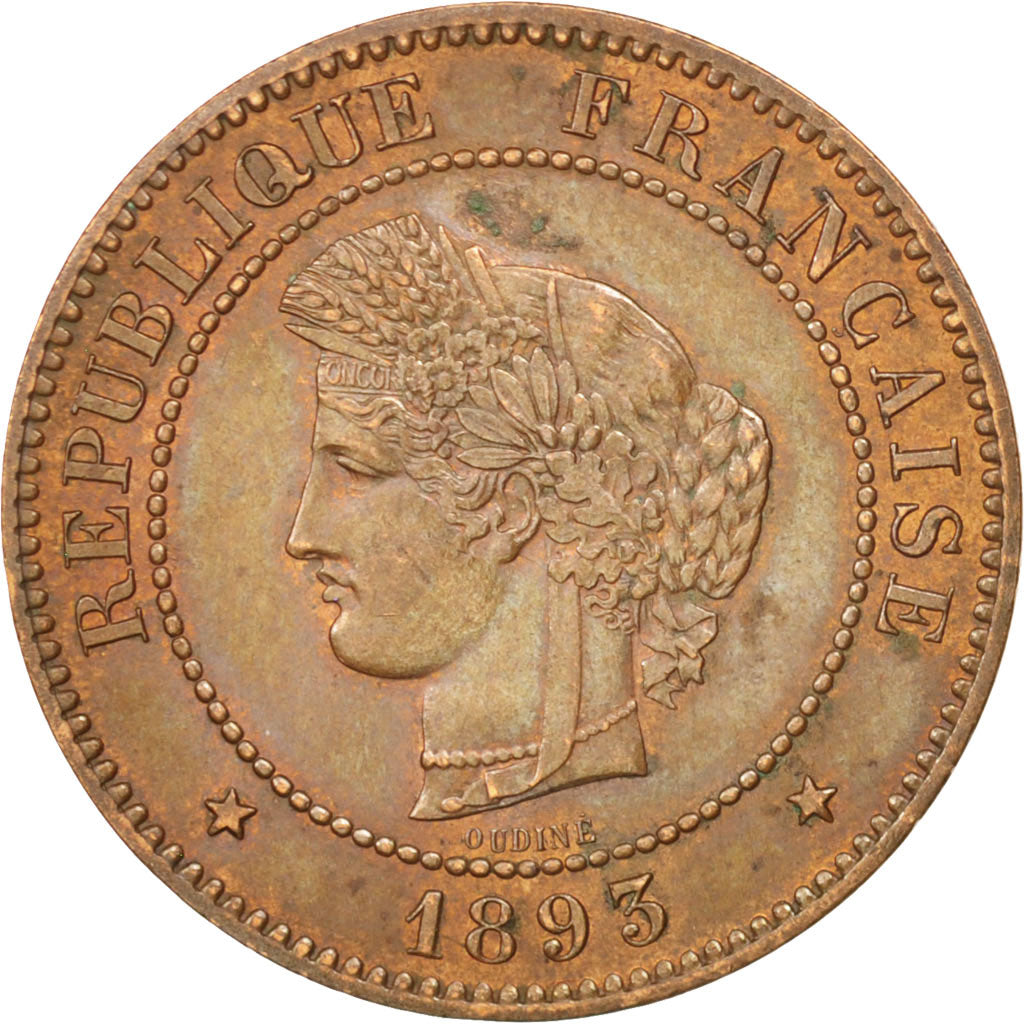 Münze, Frankreich, Cérès, 5 Centimes, 1893, Paris, VZ+, Bronze, KM:821.1