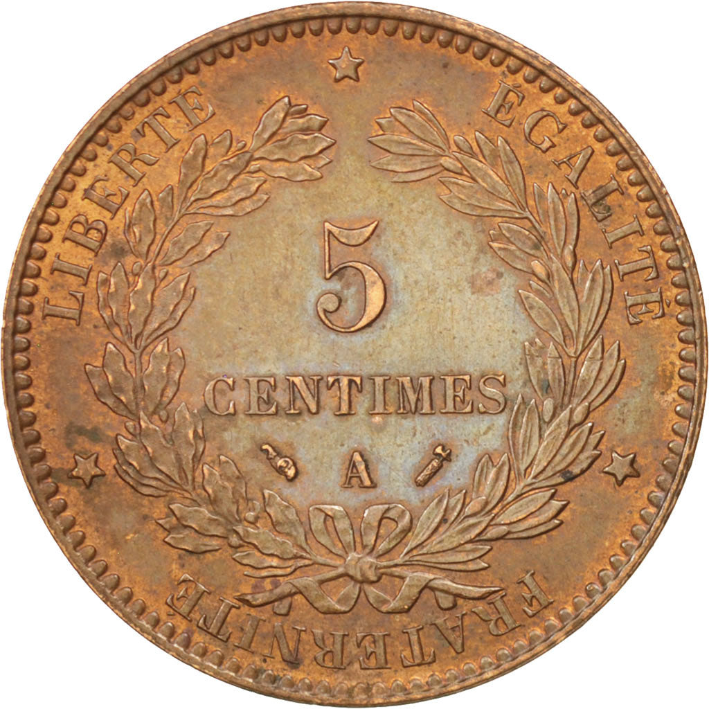 Münze, Frankreich, Cérès, 5 Centimes, 1893, Paris, VZ+, Bronze, KM:821.1