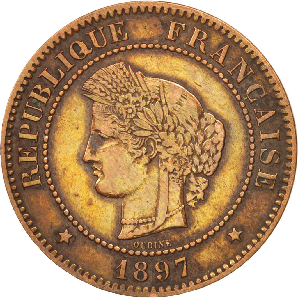 Coin, France, Cérès, 5 Centimes, 1897, Paris, AU(50-53), Bronze, KM:821.1