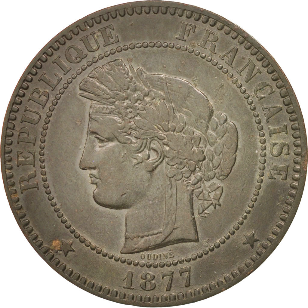 Moneta, Francia, Cérès, 10 Centimes, 1877, Paris, BB, Bronzo, KM:815.1