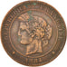 Moneda, Francia, Cérès, 10 Centimes, 1884, Paris, BC+, Bronce, KM:815.1