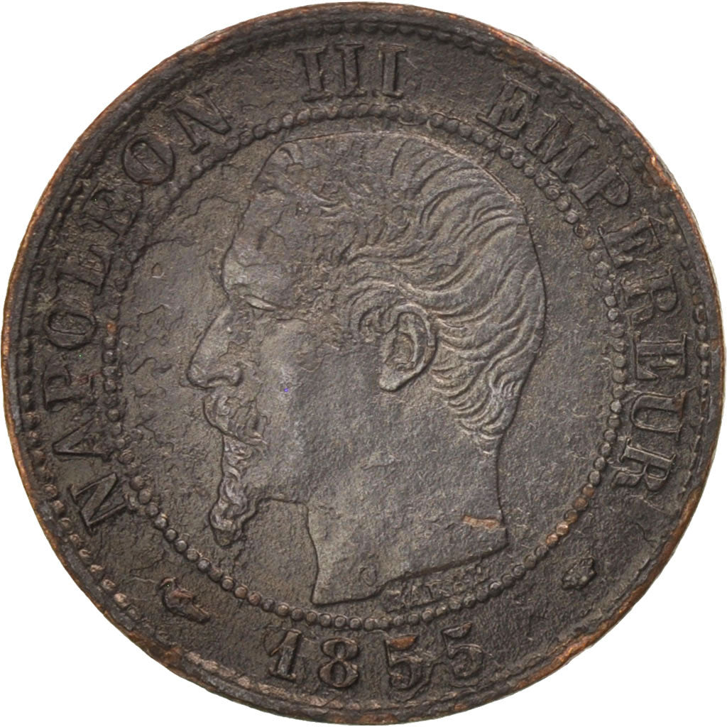 France, Napoleon III, Napoléon III, Centime, 1855, Marseille, EF(40-45)