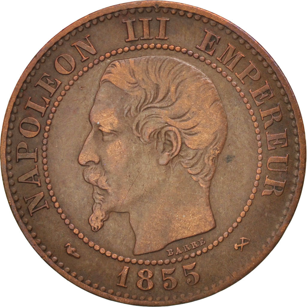 Francia, Napoleon III, Napoléon III, 2 Centimes, 1855, Rouen, BB, Bronzo, KM...