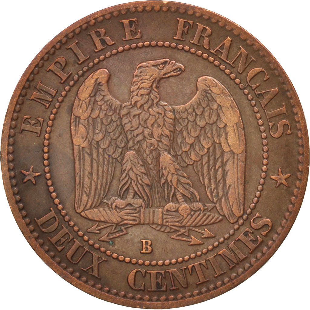Francia, Napoleon III, Napoléon III, 2 Centimes, 1855, Rouen, BB, Bronzo, KM...