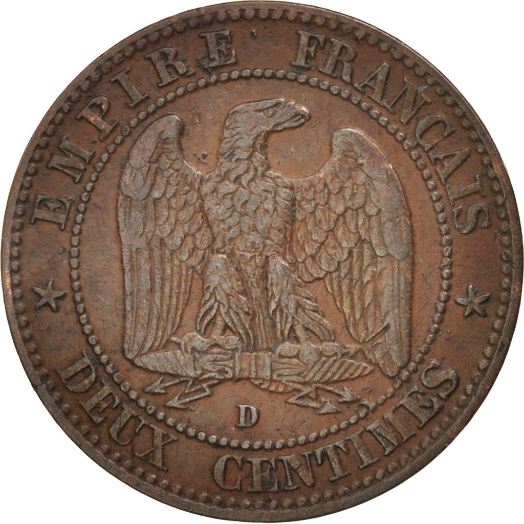 Francia, Napoleon III, Napoléon III, 2 Centimes, 1855, Lyon, MB+, Bronzo, KM...
