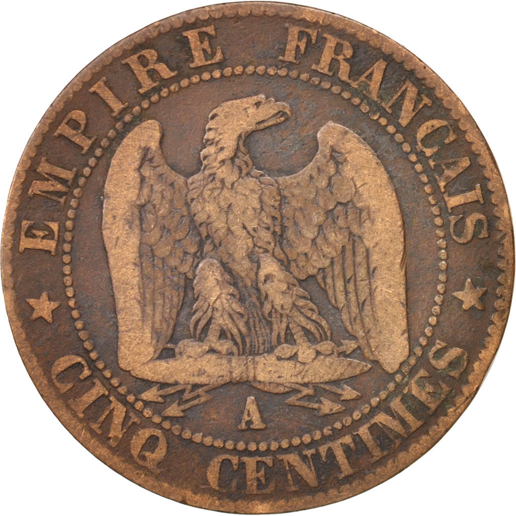 Coin, France, Napoleon III, Napoléon III, 5 Centimes, 1855, Paris, VF(20-25)