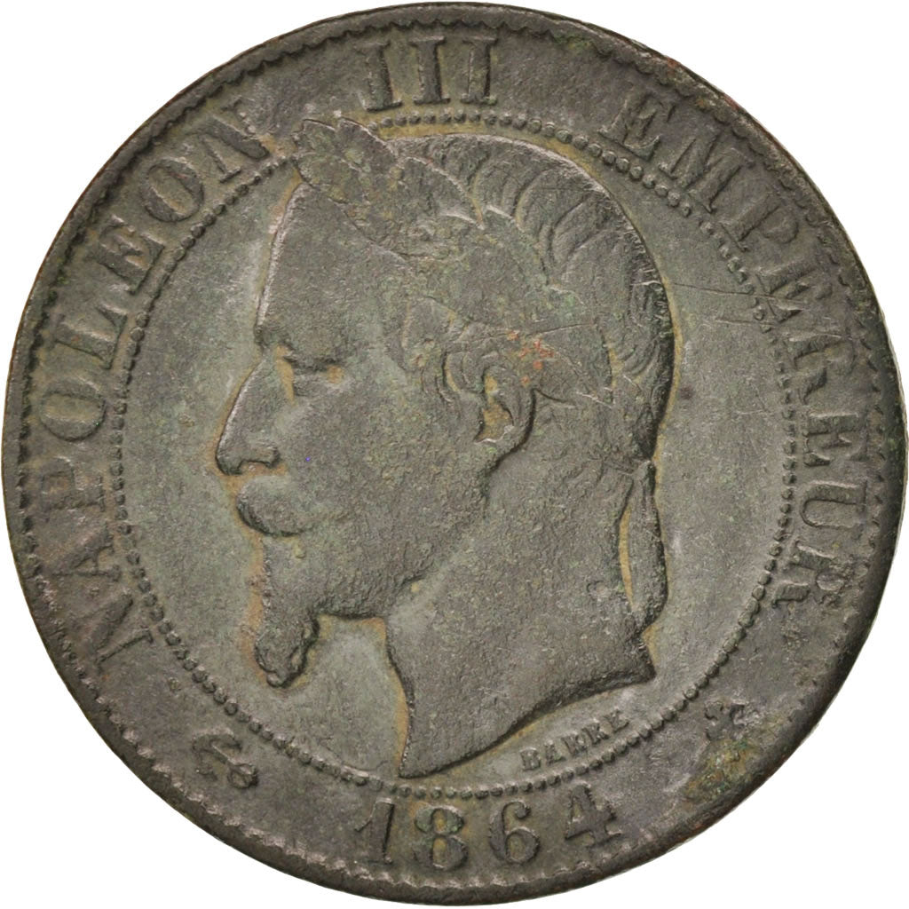 Monnaie, France, Napoleon III, Napoléon III, 5 Centimes, 1864, Strasbourg, TB