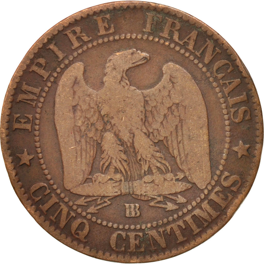 Moneta, Francia, Napoleon III, Napoléon III, 5 Centimes, 1865, Strasbourg, B+