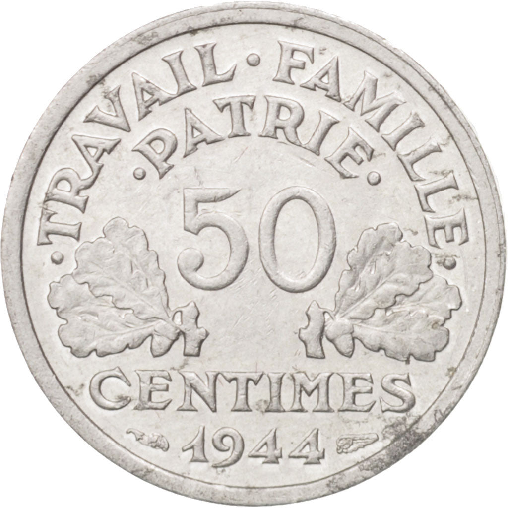 France, Bazor, 50 Centimes, 1944, Beaumont - Le Roger, EF(40-45), Aluminum