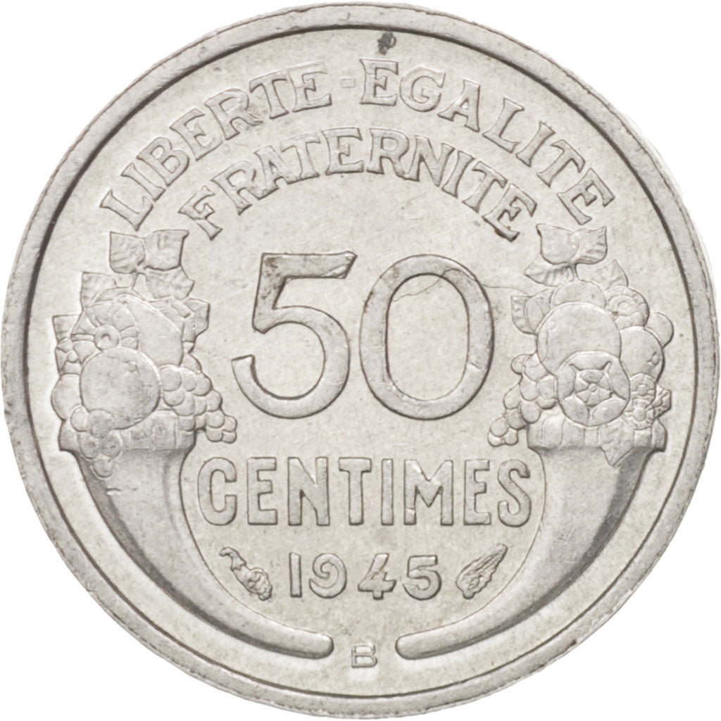 Monnaie, France, Morlon, 50 Centimes, 1945, Beaumont le Roger, SUP, Aluminium