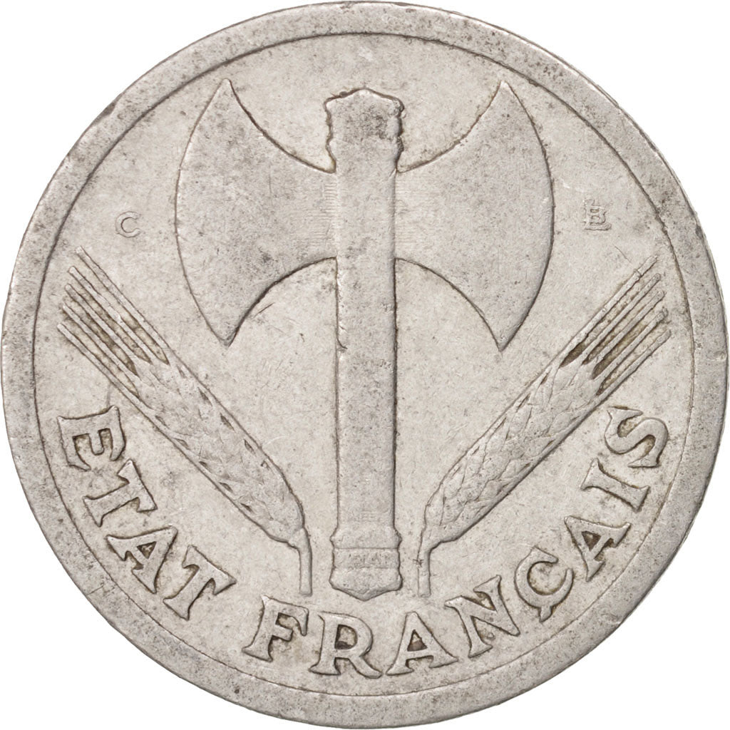 Coin, France, Bazor, 2 Francs, 1944, Castelsarrasin, VF(30-35), Aluminum