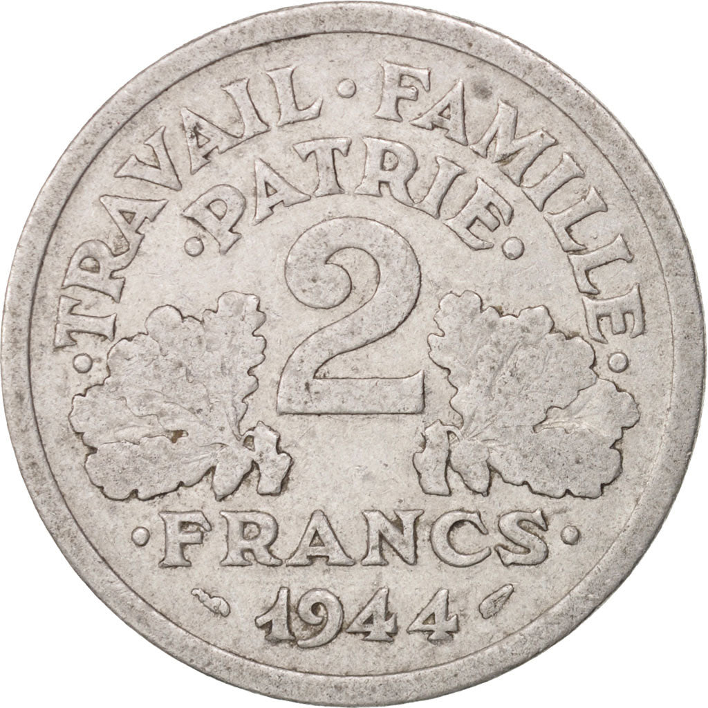 Coin, France, Bazor, 2 Francs, 1944, Castelsarrasin, VF(30-35), Aluminum