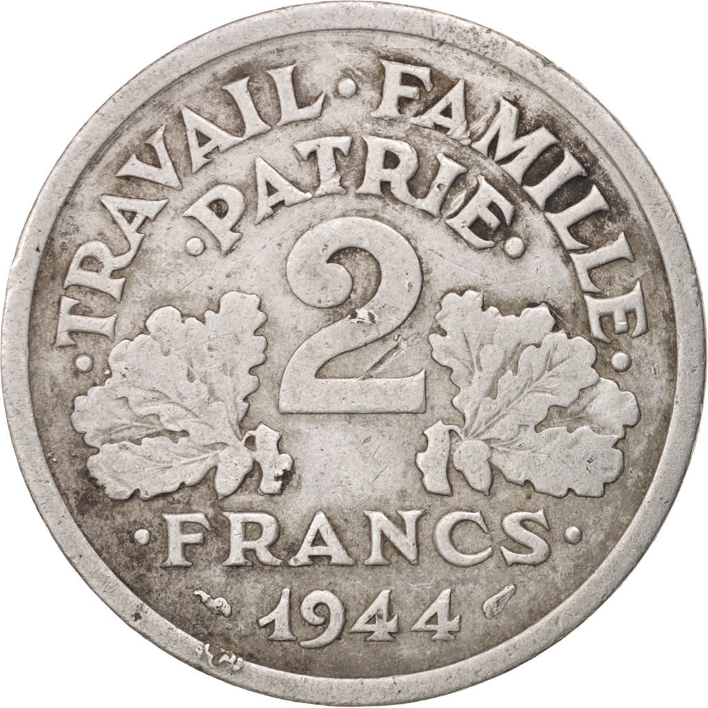 Monnaie, France, Bazor, 2 Francs, 1944, Castelsarrasin, TTB, Aluminium