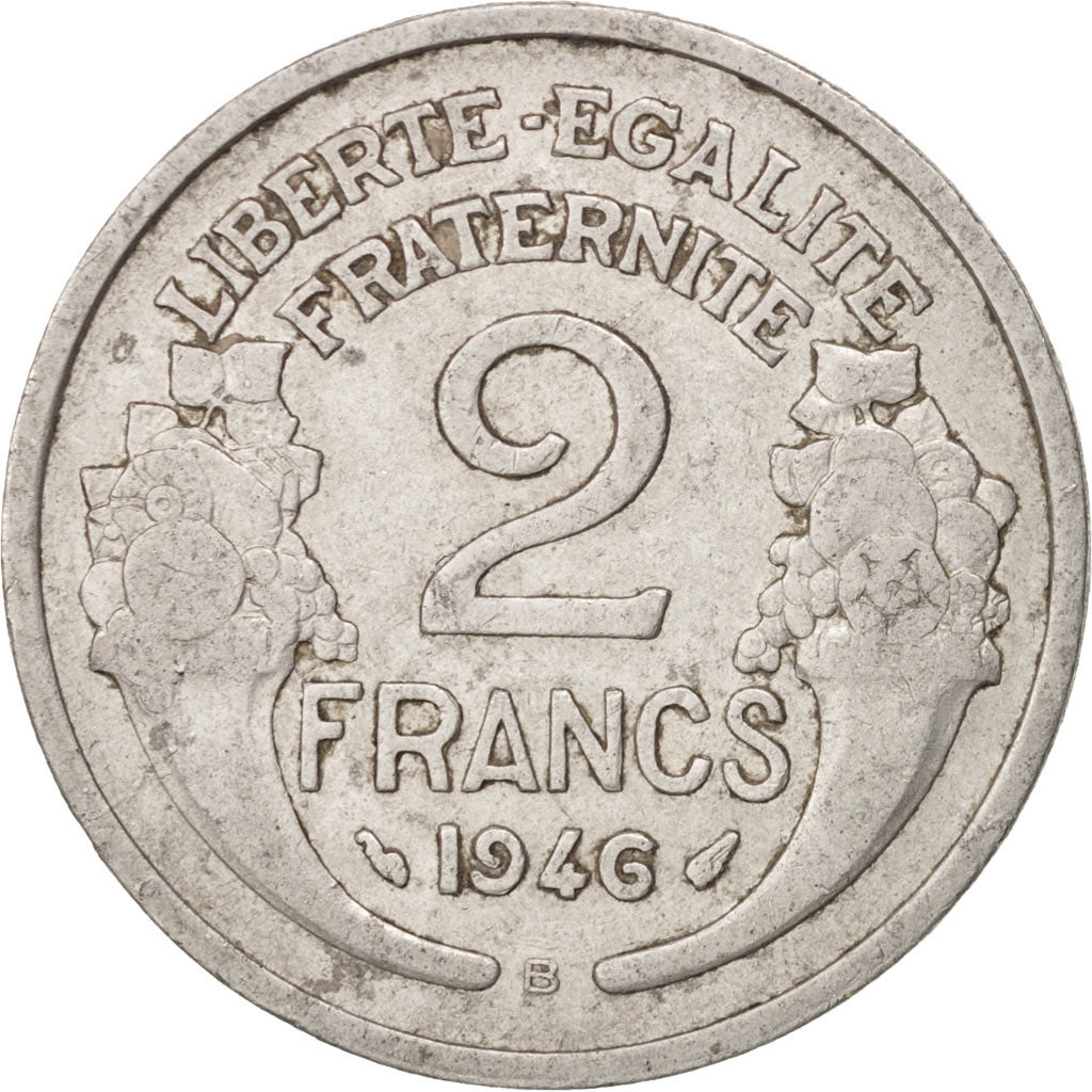 Coin, France, Morlon, 2 Francs, 1946, Beaumont le Roger, VF(30-35), Aluminum