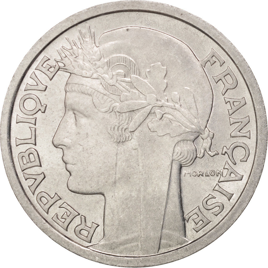 Moneta, Francia, Morlon, 2 Francs, 1948, Beaumont le Roger, SPL, Alluminio