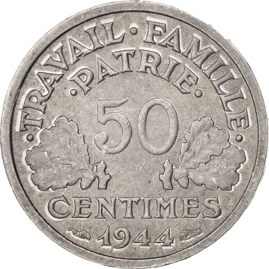 Coin, France, Bazor, 50 Centimes, 1944, Beaumont le Roger, MS(60-62), Aluminum