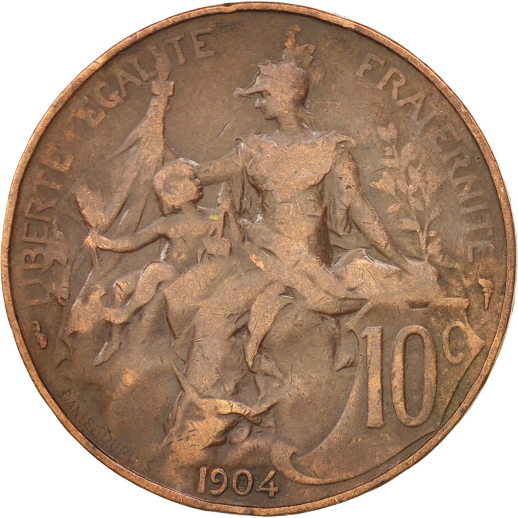 France, Dupuis, 10 Centimes, 1904, Paris, VF(30-35), Bronze, KM:843, Gadoury:277