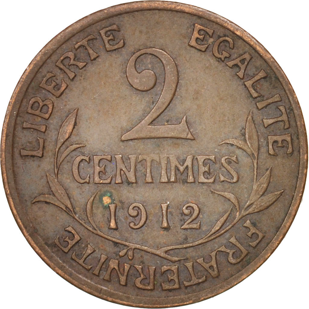 France, Dupuis, 2 Centimes, 1912, Paris, EF(40-45), Bronze, KM:841, Gadoury:107