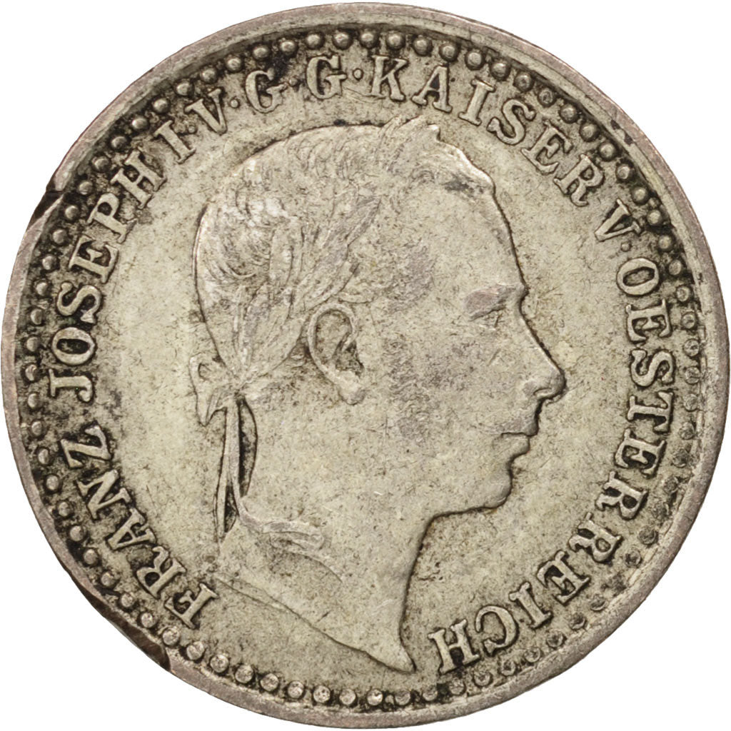 Austria, Franz Joseph I, 5 Kreuzer, 1859, Milan, AU(50-53), Silver, KM:2197