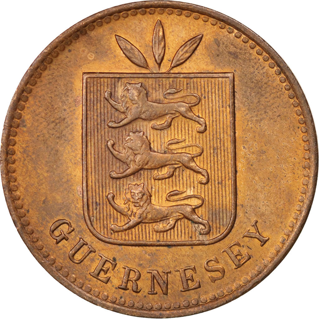 Guernsey, 4 Doubles, 1903, Heaton, Birmingham, AU(50-53), Bronze, KM:5