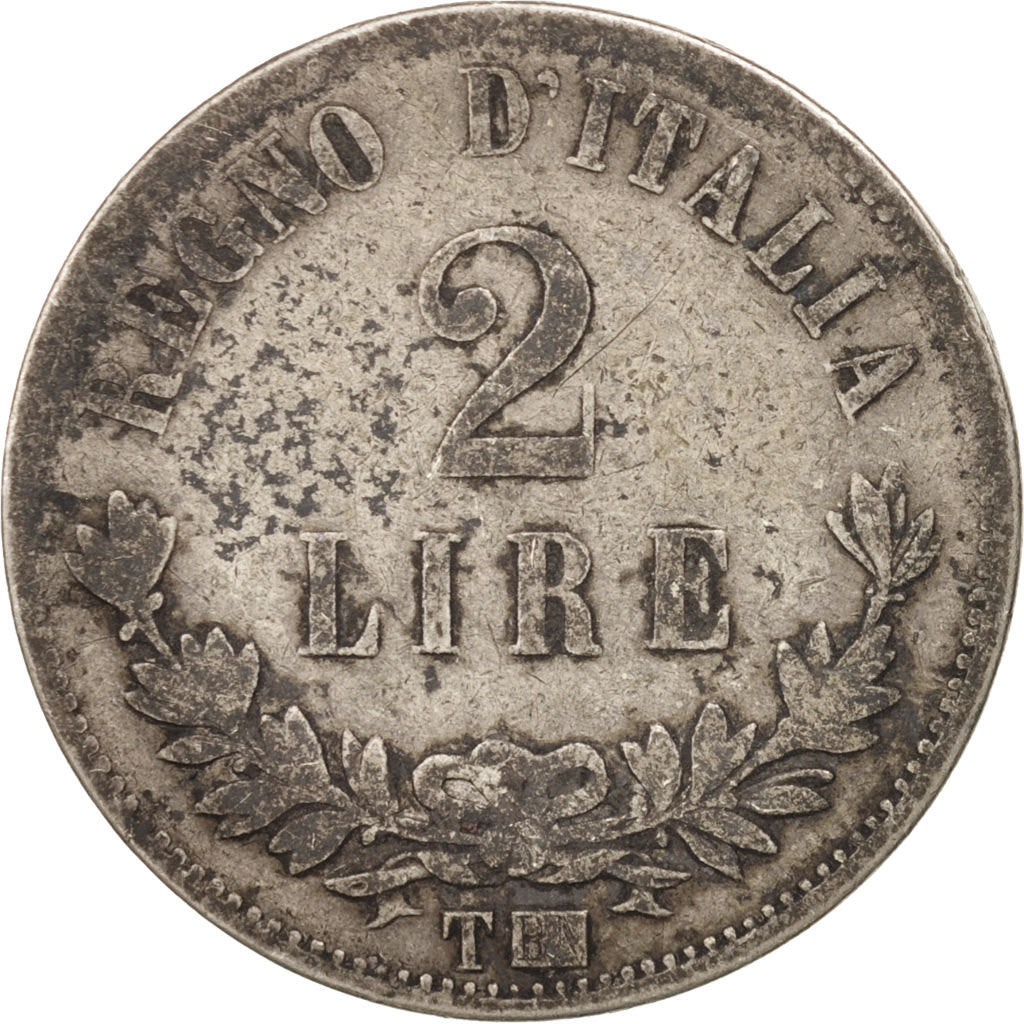 Moneta, Italia, Vittorio Emanuele II, 2 Lire, 1863, Torino, MB, Argento, KM:16.2