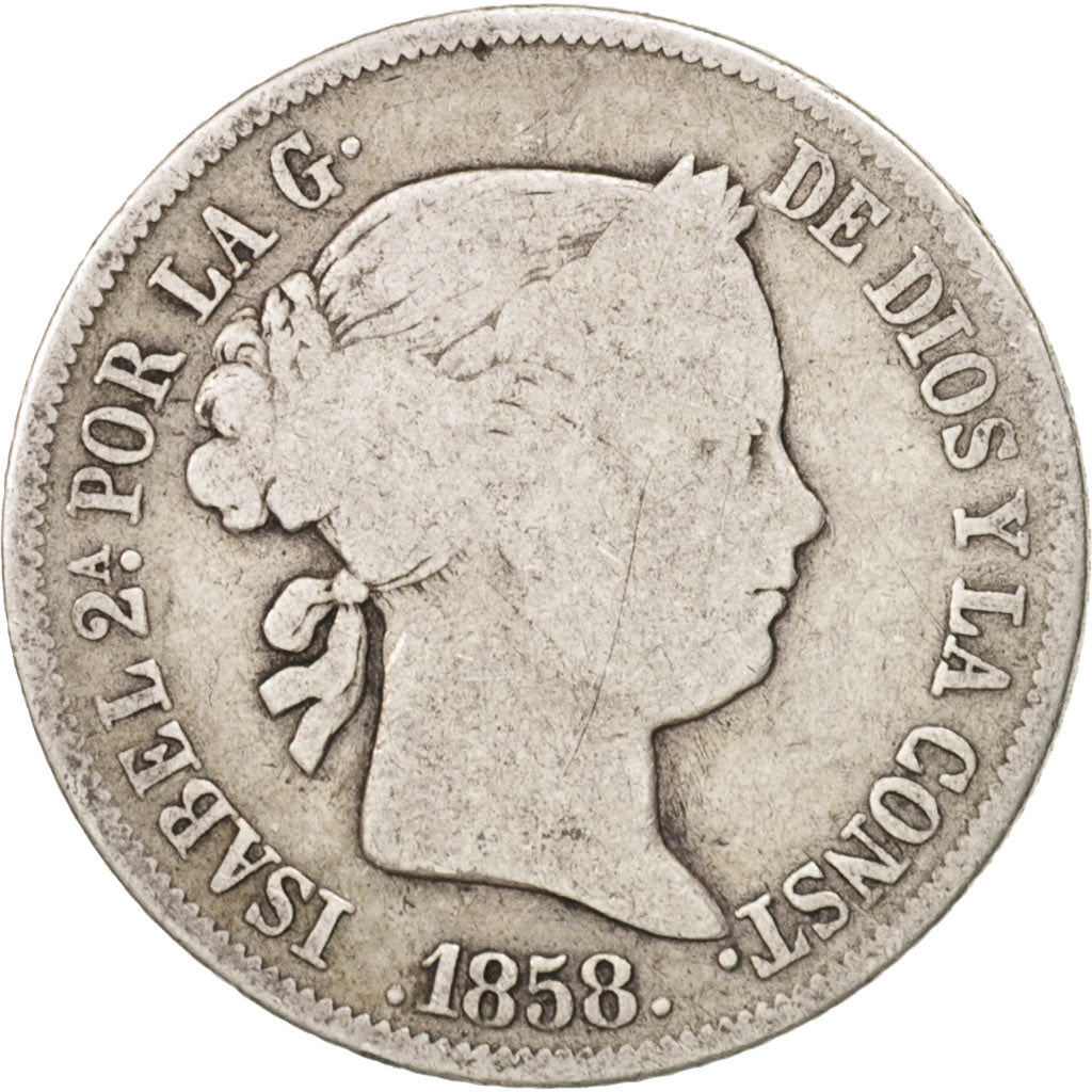 Spain, Isabel II, 4 Réales, 1858, Madrid, VF(20-25), Silver, KM:608.2