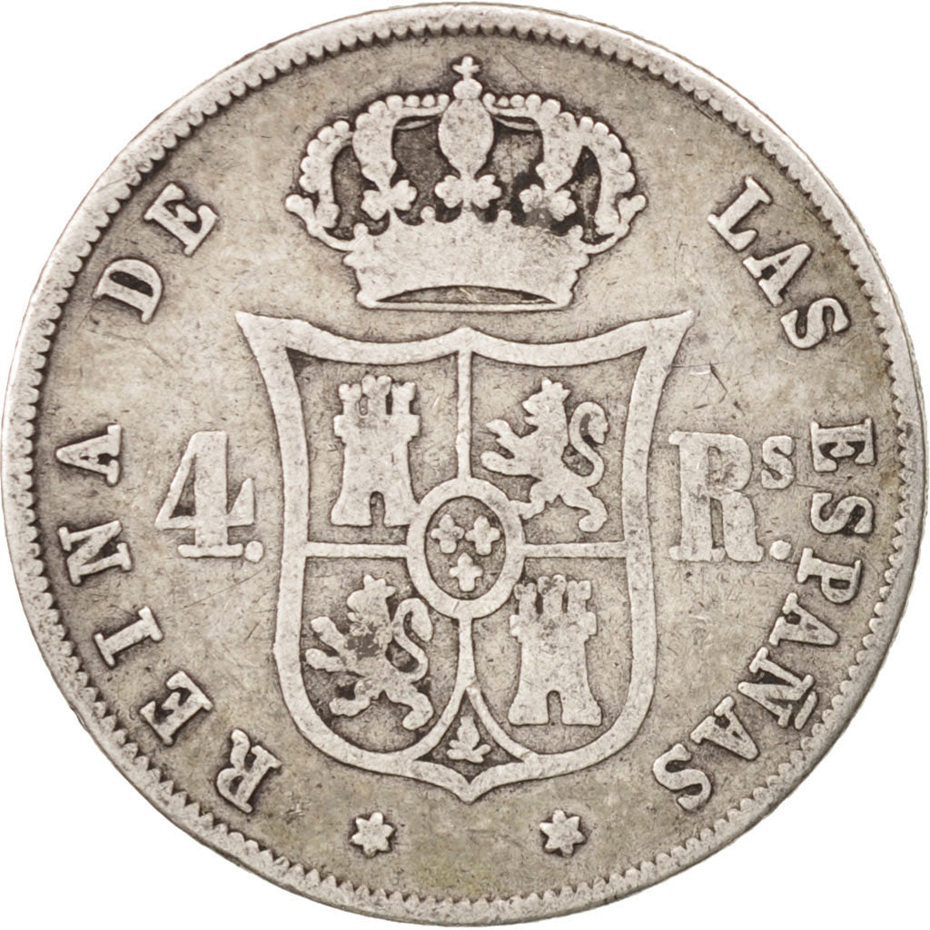Spain, Isabel II, 4 Réales, 1858, Madrid, VF(20-25), Silver, KM:608.2