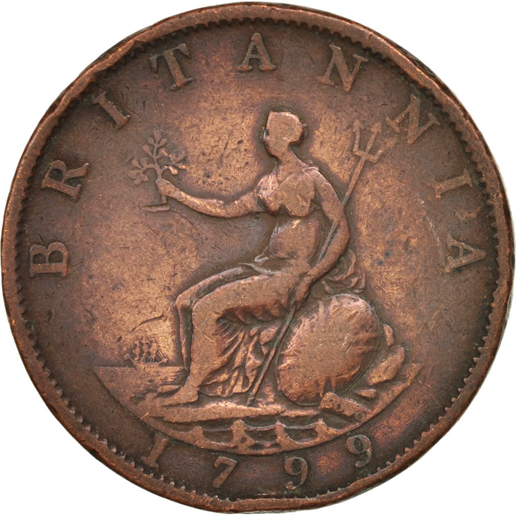 Gran Bretagna, George III, 1/2 Penny, 1799, London, MB+, Rame, KM:647