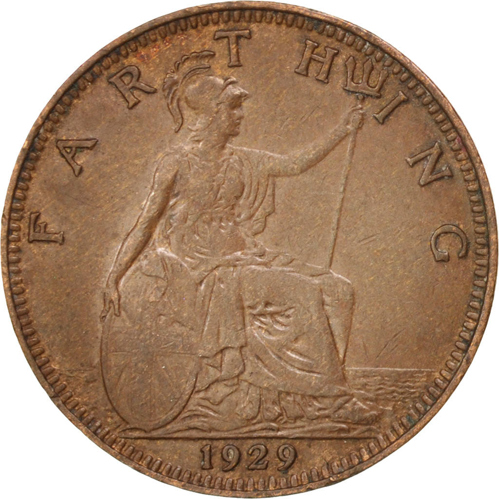 Coin, Great Britain, George V, Farthing, 1929, EF(40-45), Bronze, KM:825