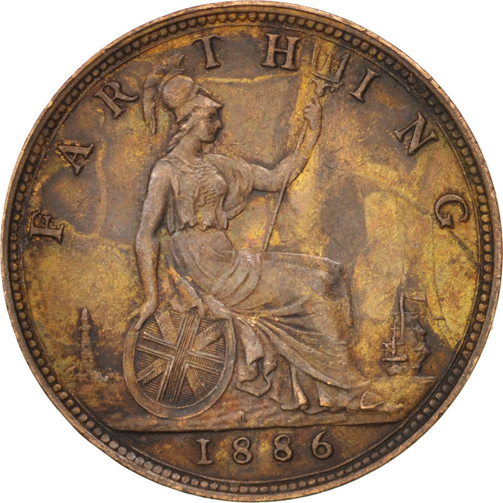Coin, Great Britain, Victoria, Farthing, 1886, MS(63), Bronze, KM:753