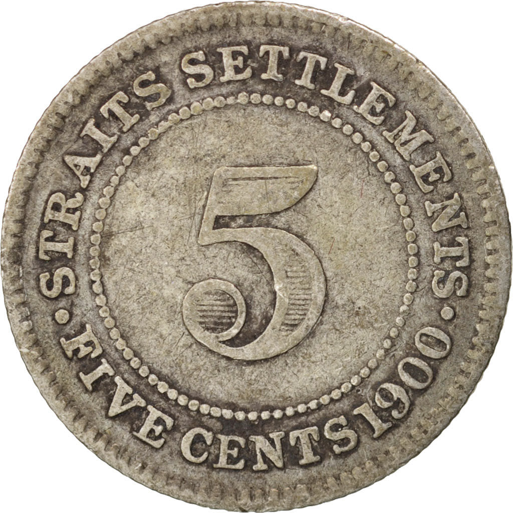 Coin, Straits Settlements, Victoria, 5 Cents, 1900, AU(50-53), Silver, KM:10
