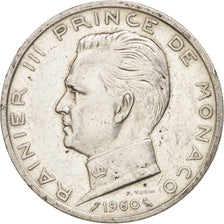 Monaco, Rainier III, 5 Francs, 1960, AU(50-53), Silver, KM:141