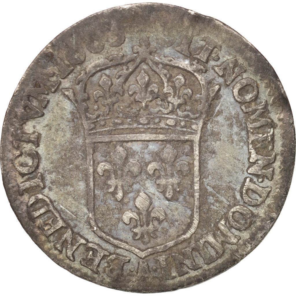 Francia, Louis XIV, 1/12 Écu au buste juvénile, 1/12 ECU, 10 Sols, 1663, Pa...