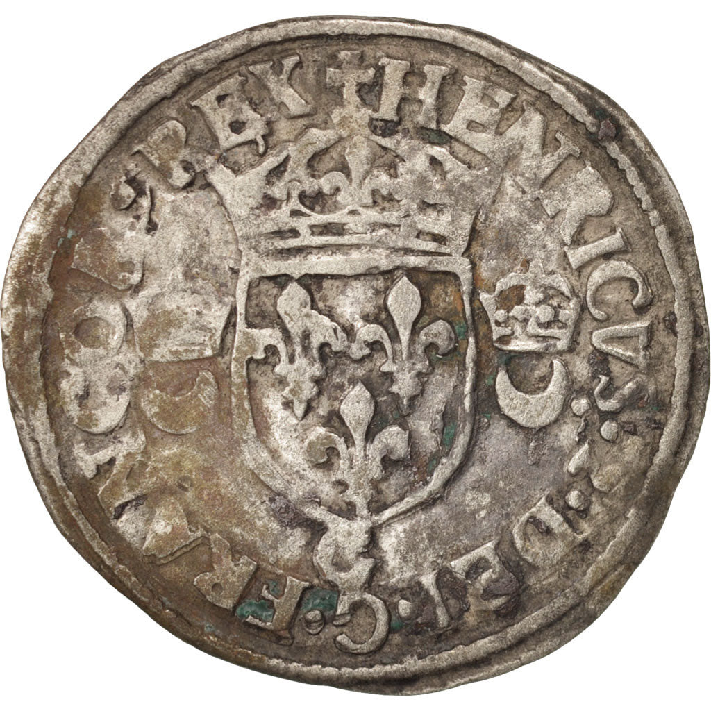 Moneda, Francia, Douzain aux croissants, 1552, Saint Lô, MBC+, Vellón
