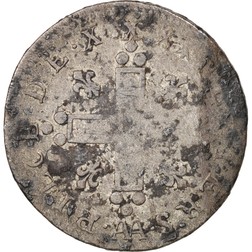 Moneta, Francja, Louis XIV, XXX Deniers aux 2 L couronnés, 30 Deniers, 1710