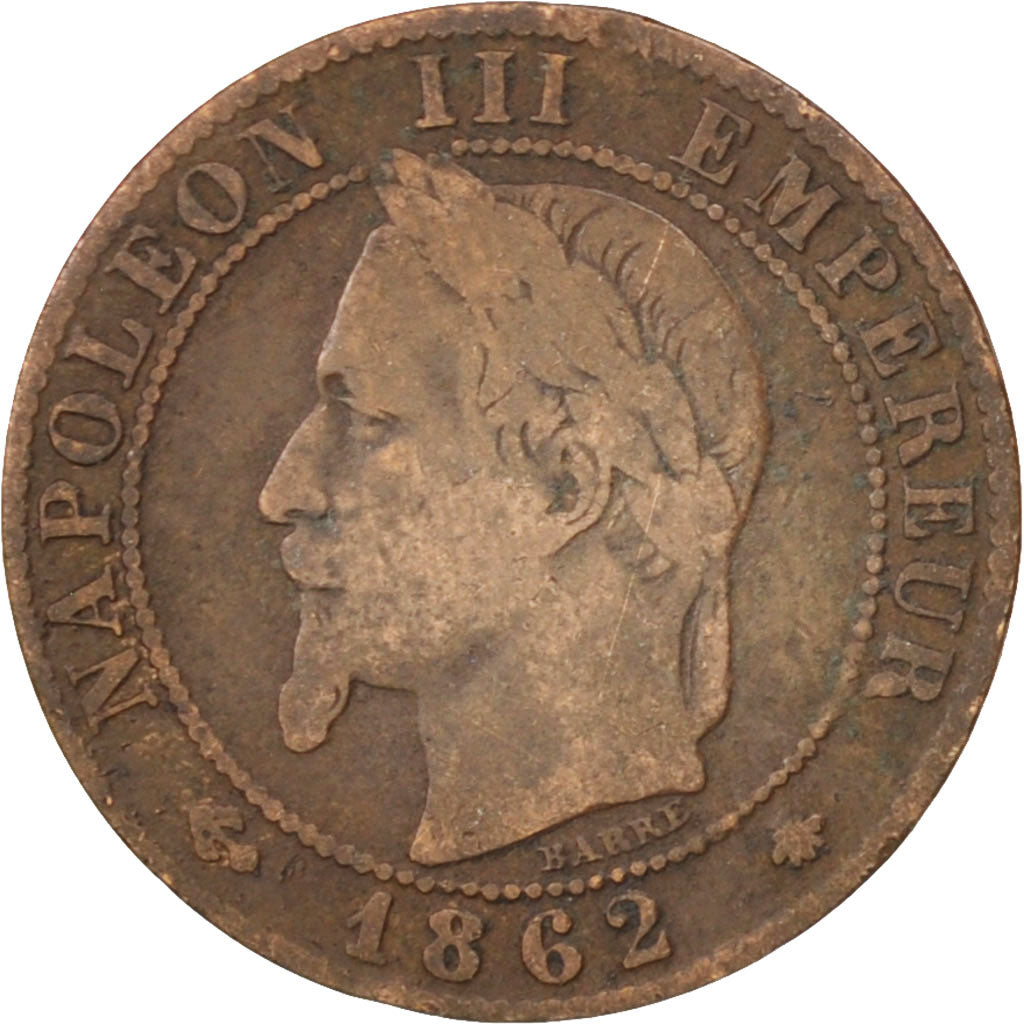 Francia, Napoleon III, Napoléon III, Centime, 1862, Paris, MB+, Bronzo, KM:7...