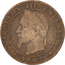 Francia, Napoleon III, Napoléon III, Centime, 1862, Paris, MB+, Bronzo, KM:7...