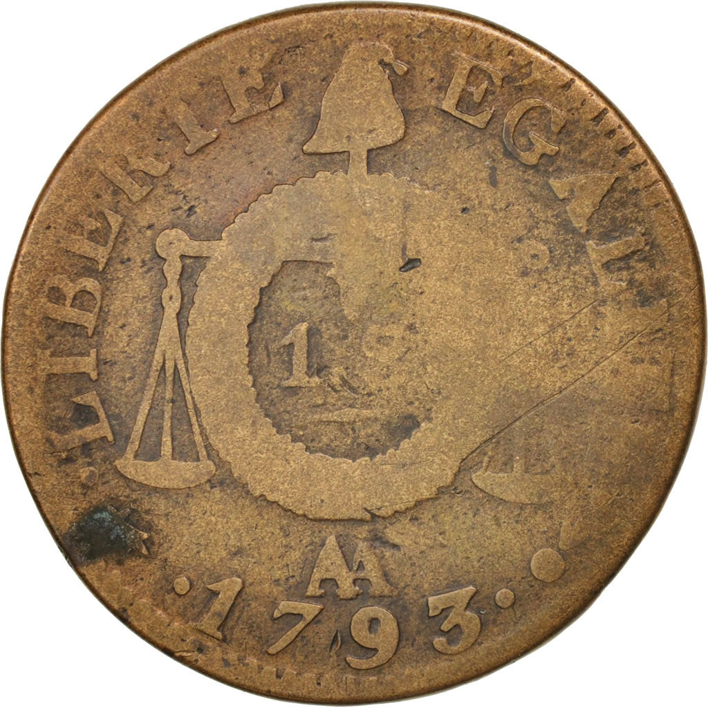 Frankreich, Sol aux balances françoise, Sol, 1793, Metz, F(12-15), Bronze