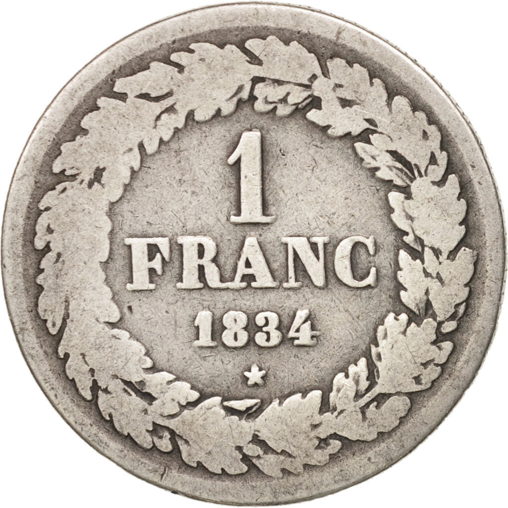 Belgium, Leopold I, Franc, 1834, Brussels, F(12-15), Silver, KM:7.1