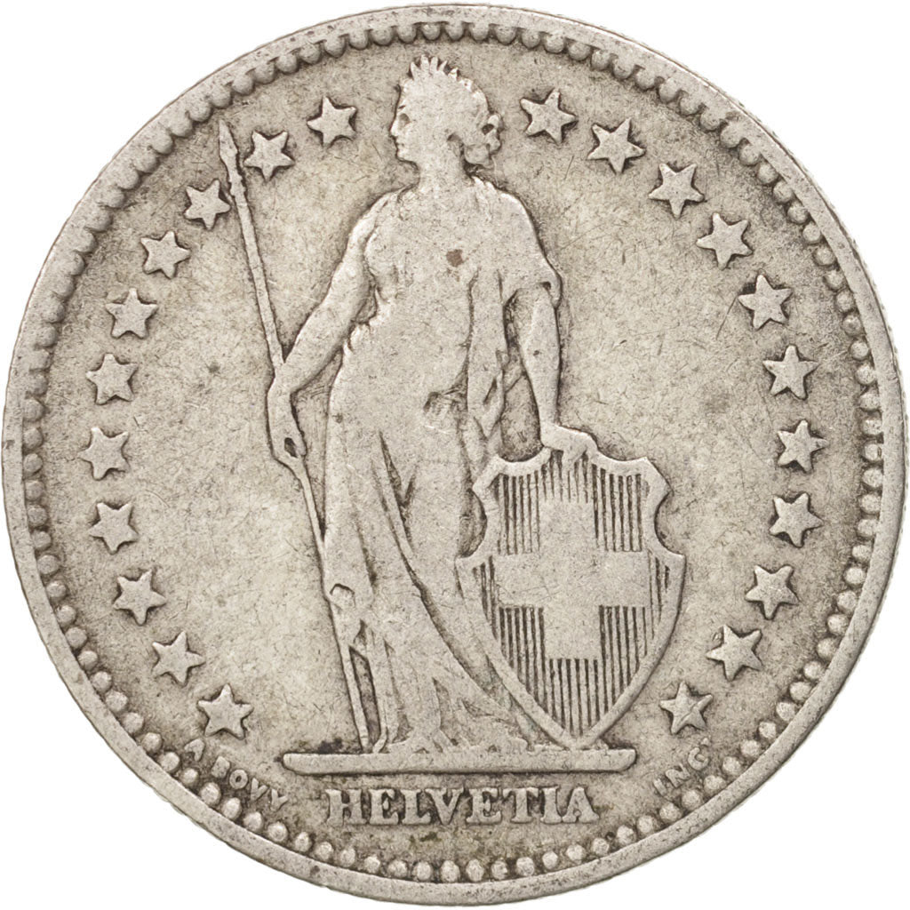 Switzerland, 2 Francs, 1894, Bern, VF(20-25), Silver, KM:21
