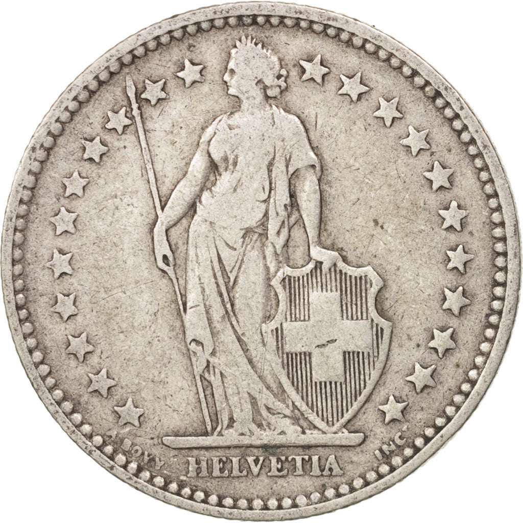 Moneda, Suiza, 2 Francs, 1894, Bern, BC+, Plata, KM:21
