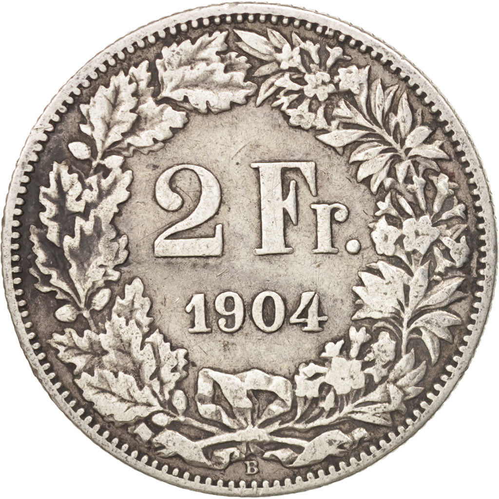 Switzerland, 2 Francs, 1904, Bern, VF(20-25), Silver, KM:21