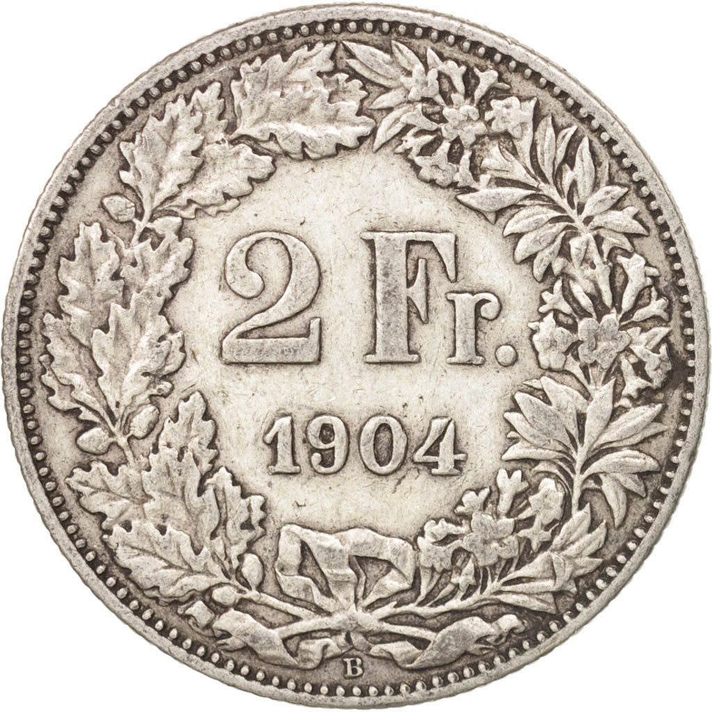 Switzerland, 2 Francs, 1904, Bern, EF(40-45), Silver, KM:21