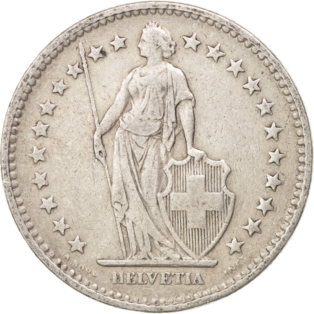 Switzerland, 2 Francs, 1922, Bern, VF(20-25), Silver, KM:21