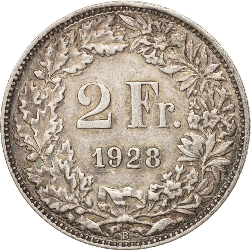 Coin, Switzerland, 2 Francs, 1928, Bern, EF(40-45), Silver, KM:21