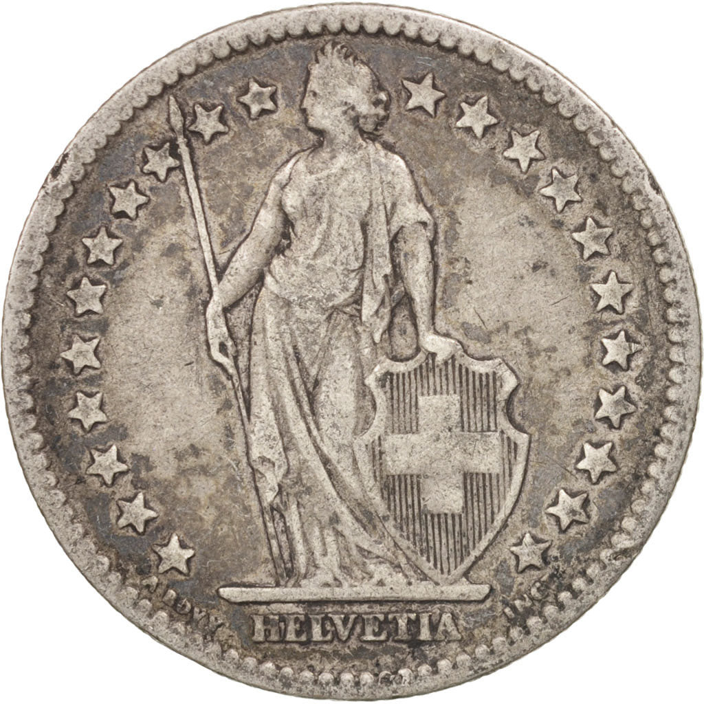 Coin, Switzerland, 2 Francs, 1878, Bern, VF(30-35), Silver, KM:21