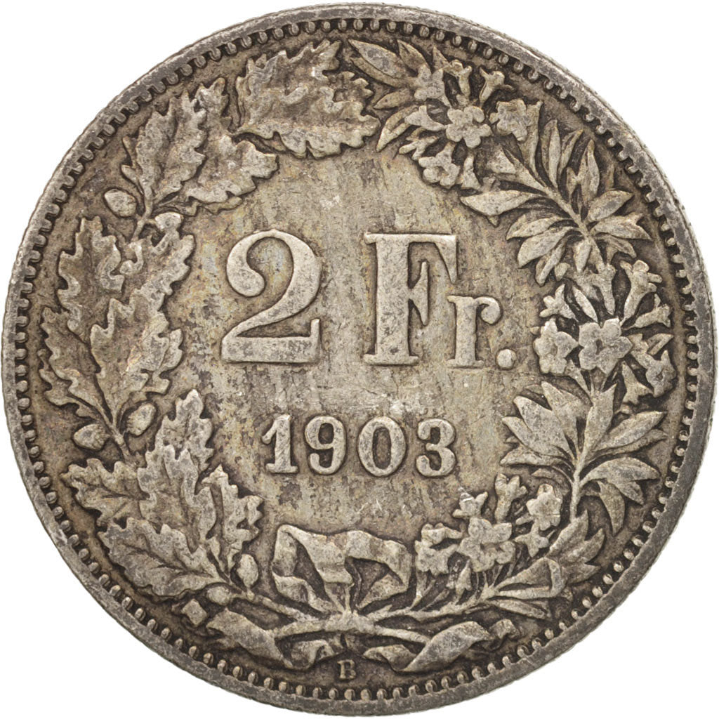 Switzerland, 2 Francs, 1903, Bern, VF(30-35), Silver, KM:21