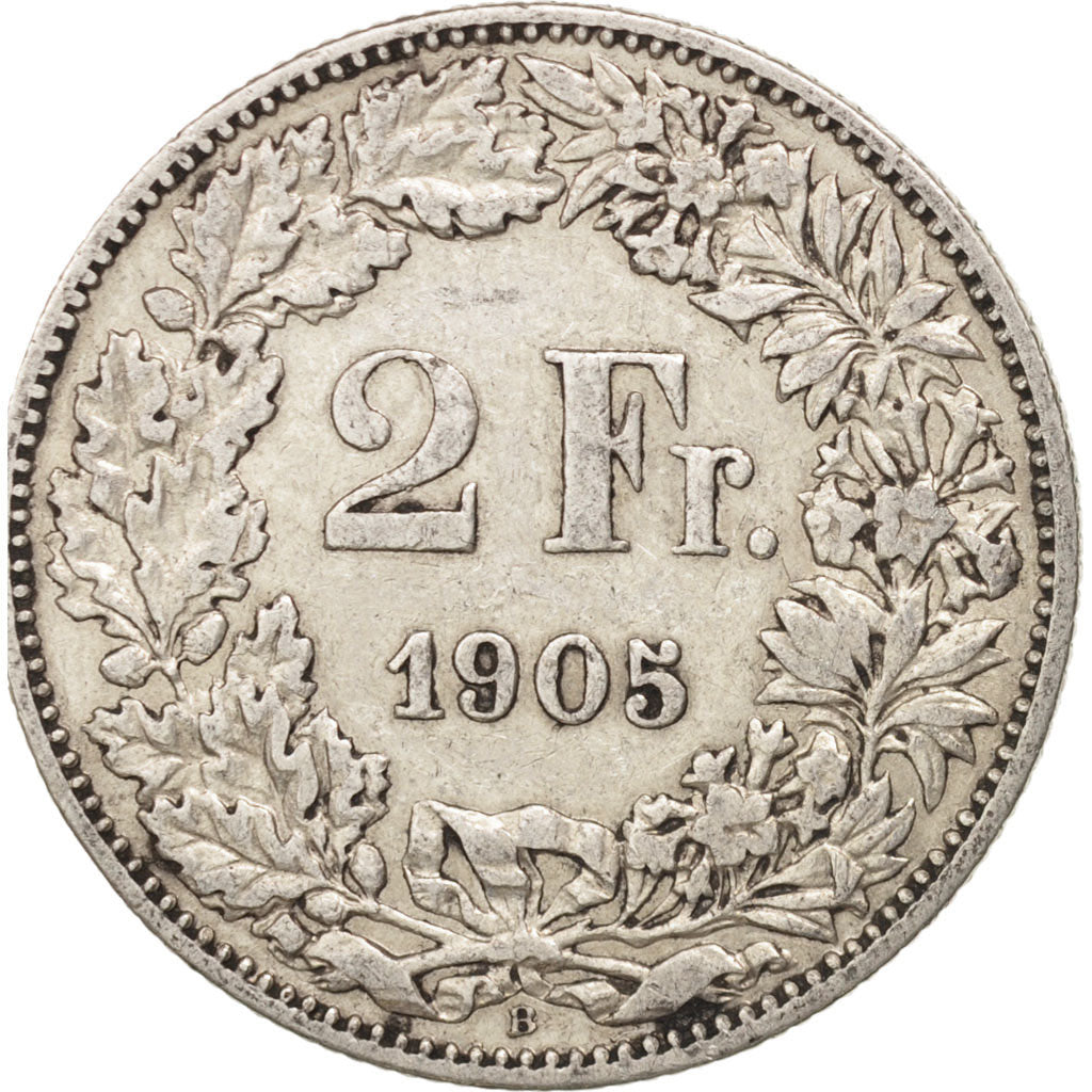 Switzerland, 2 Francs, 1905, Bern, VF(30-35), Silver, KM:21