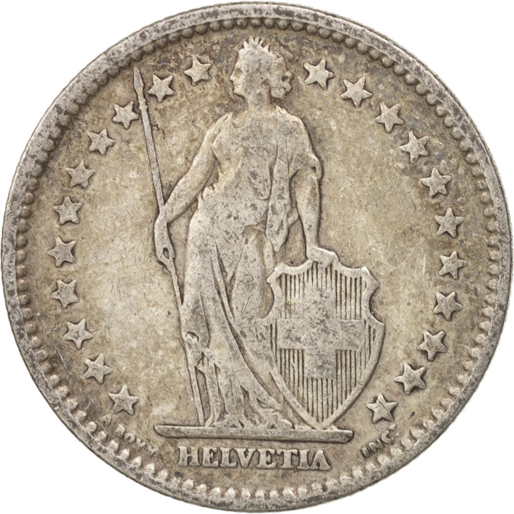 Switzerland, 2 Francs, 1907, Bern, VF(20-25), Silver, KM:21